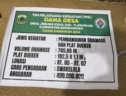 Gaduh…!!!!,” Setelah Ada Pemberitaan Papan Nama Proyek DD Desa Jebung Kidul Baru Di Cetak