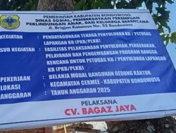 Konsultan Pengawas Dinsos Ngawur,” Kontraktor Bagaz Jaya Pasang Papan Nama Dipaku Diatas Pohon Mangga !! Tidak  Mencantumkan SPK Dan Nilai Kontrak